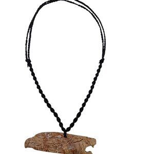 Unisex Necklace Woven Macrame Thread Natural Stone